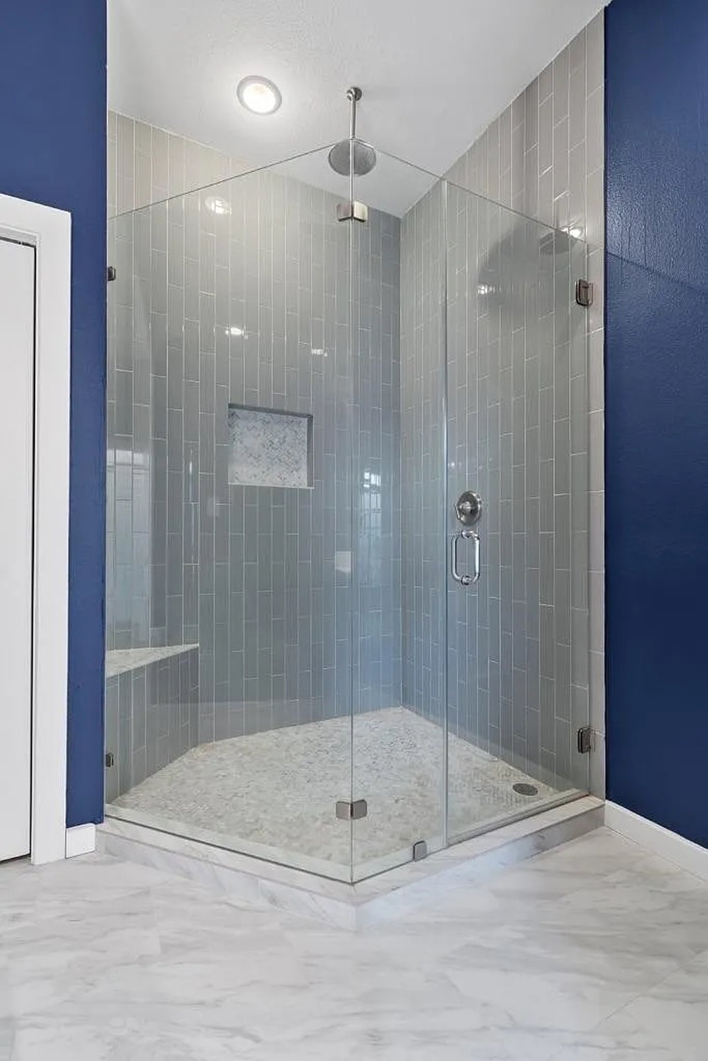 Walk in glass shower at 1310 S 1st St #310 Austin condo