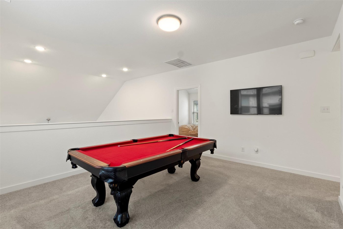 Upstairs game room with a pool table at 1848 Coronet Ave, Aubrey
