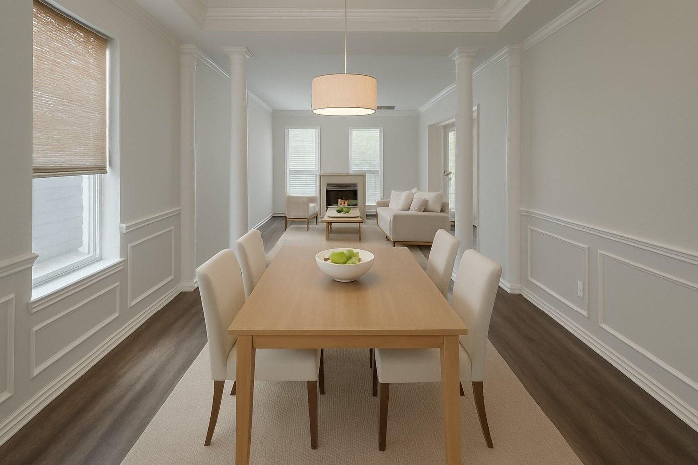 Bright dining room with wainscoting at 2009 Antwerp, Plano