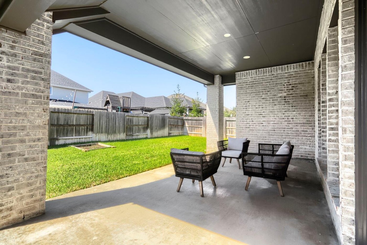 Covered patio at 20431 Yearling Pasture Ln, Tomball